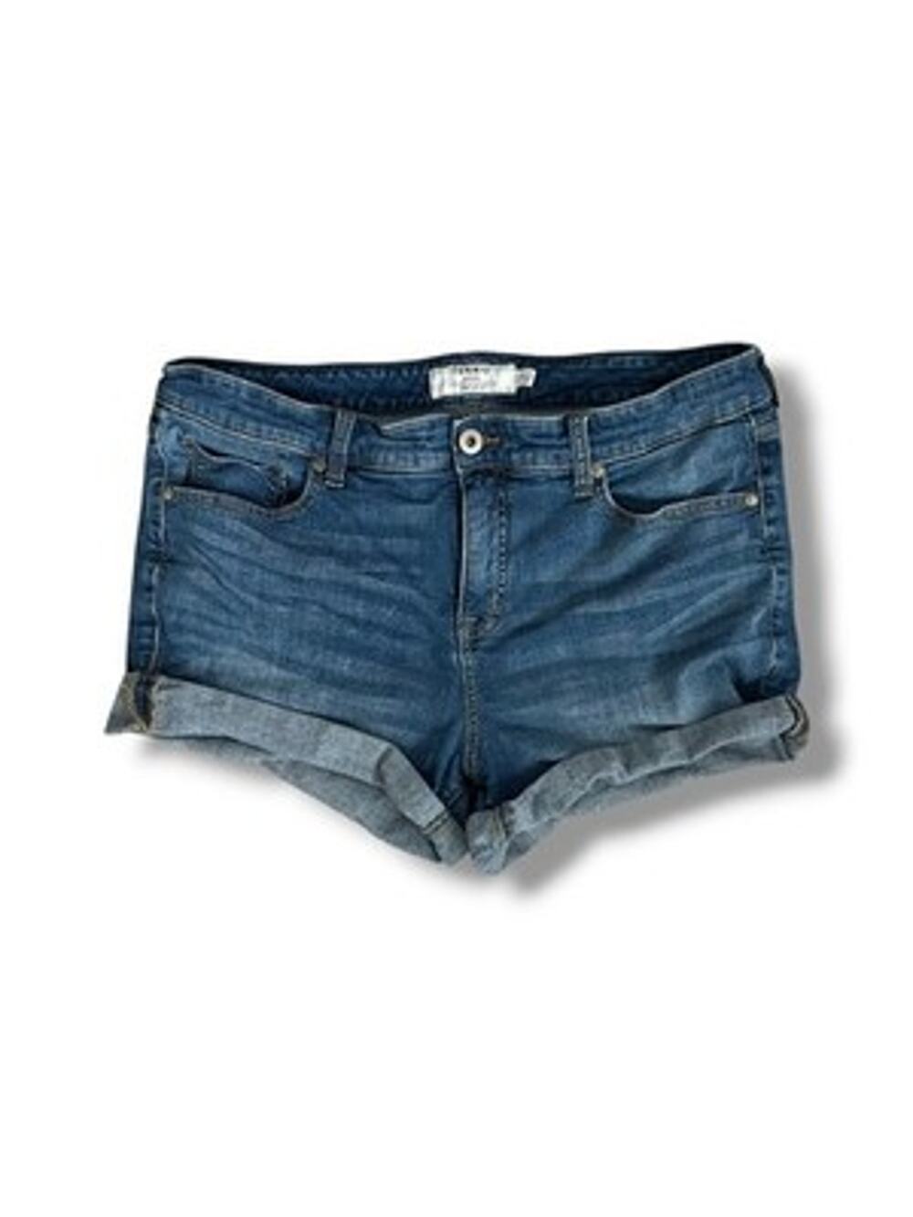 Torrid Plus Mid Rise Midi Short Vintage Stretch Cuffed Denim Blue Jean Shorts 16